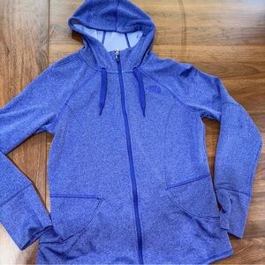 The North Face Jacket Womens Medium Blue Full Zip Hooded Denim Polyester Blend